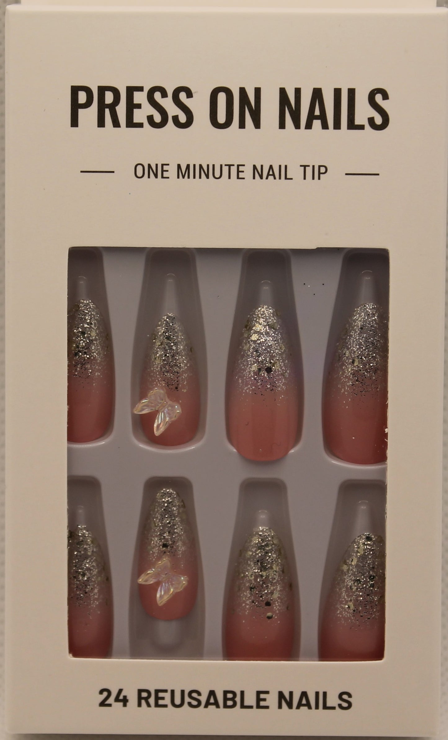 Press On Nails - Nude/Silver