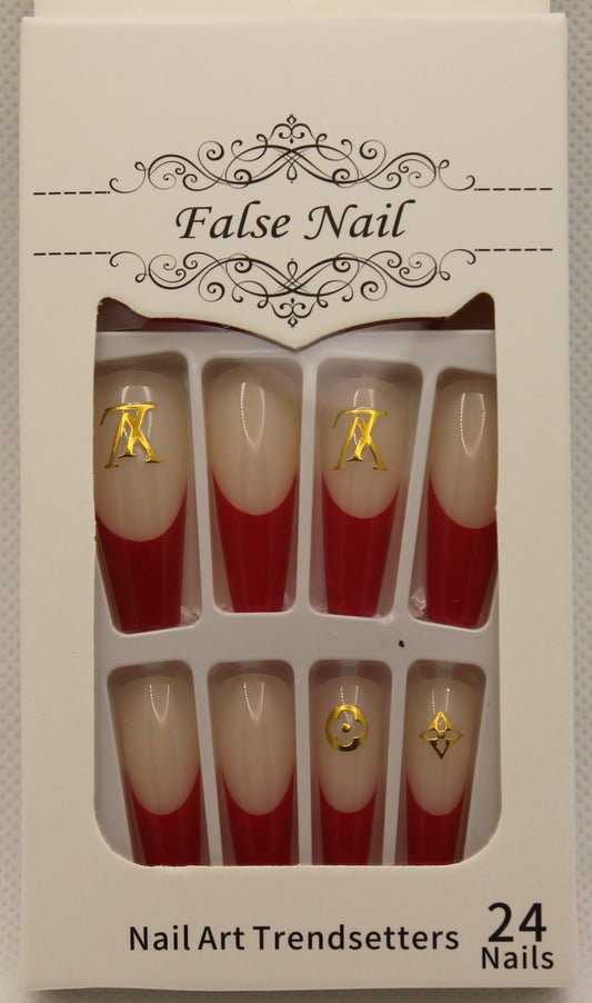 Louis Vuitton Designer Nails - Nude & Red