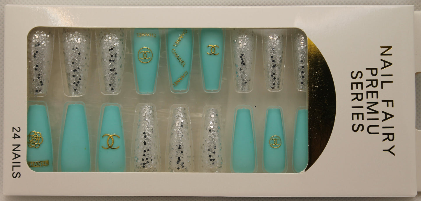 Chanel Designer Nails - Tiffany Blue & Silver