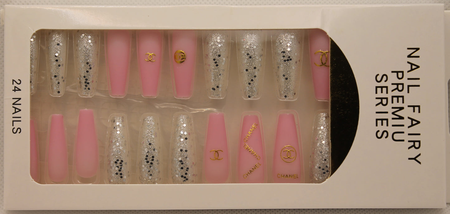 Chanel Designer Nails - Pink & Silver