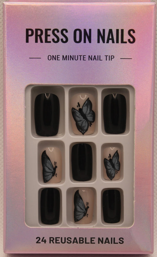 Press On Nails - Black/Nude