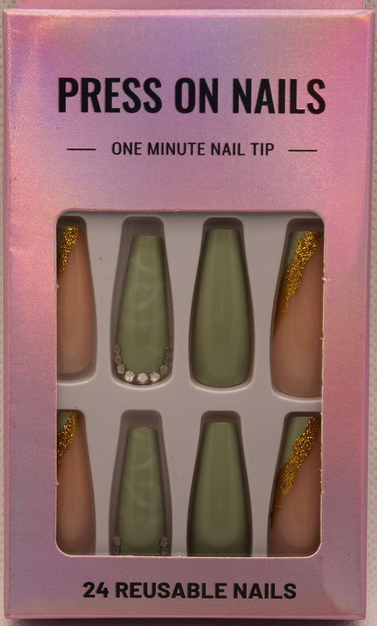 Press On Nails - Nude/Green