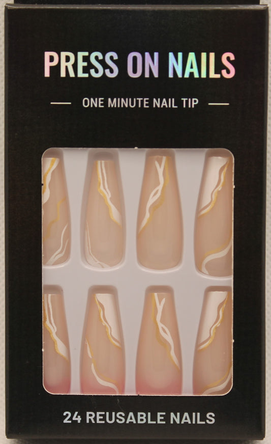 Press On Nails - Nude/White