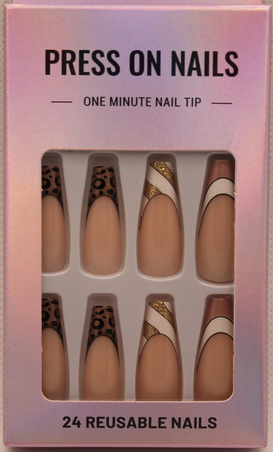 Press On Nails - Nude/Gold