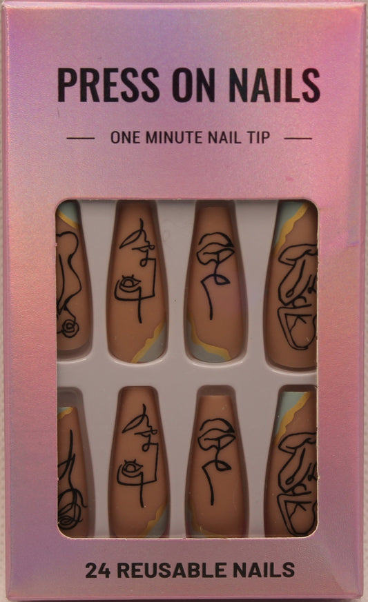 Press On Nails - Nude/Abstract Feminine Design