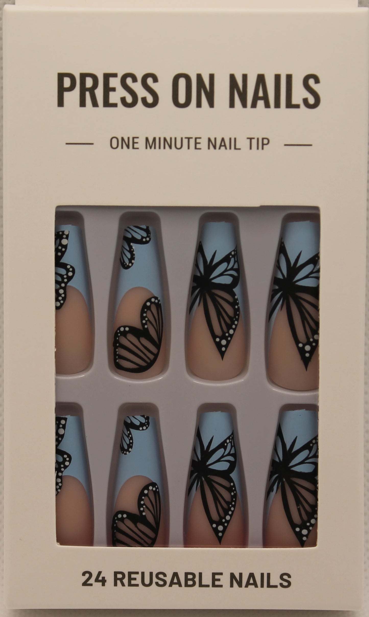 Press On Nails - Nude/Baby Blue