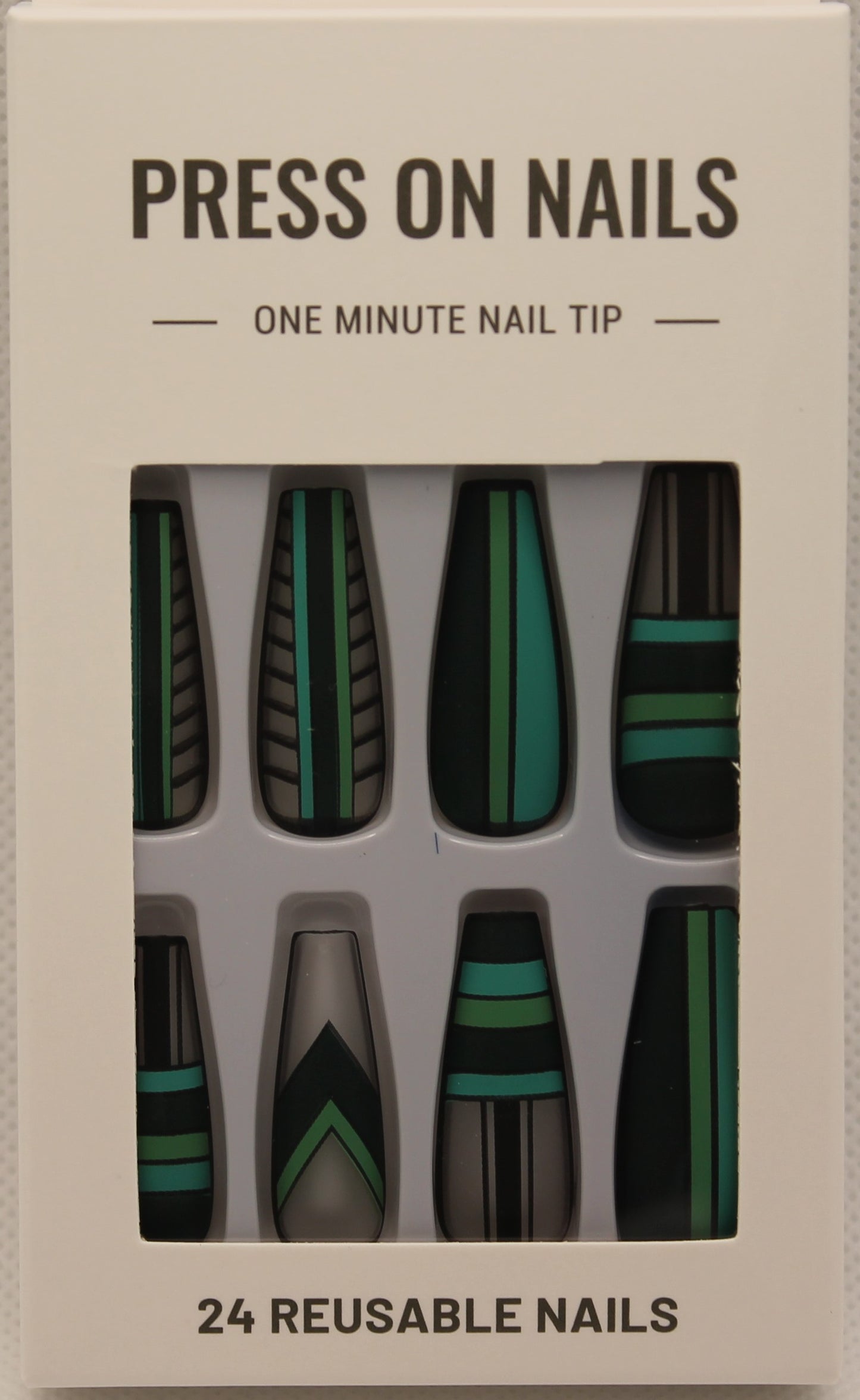 Press On Nails - Black/Green